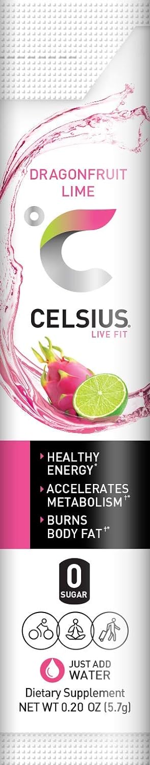 CELSIUS On-the-Go Powder Stick, Combo Pack of Dragonfruit Lime and Cranberry Lemon, 28 Piece Assortment - Image 9